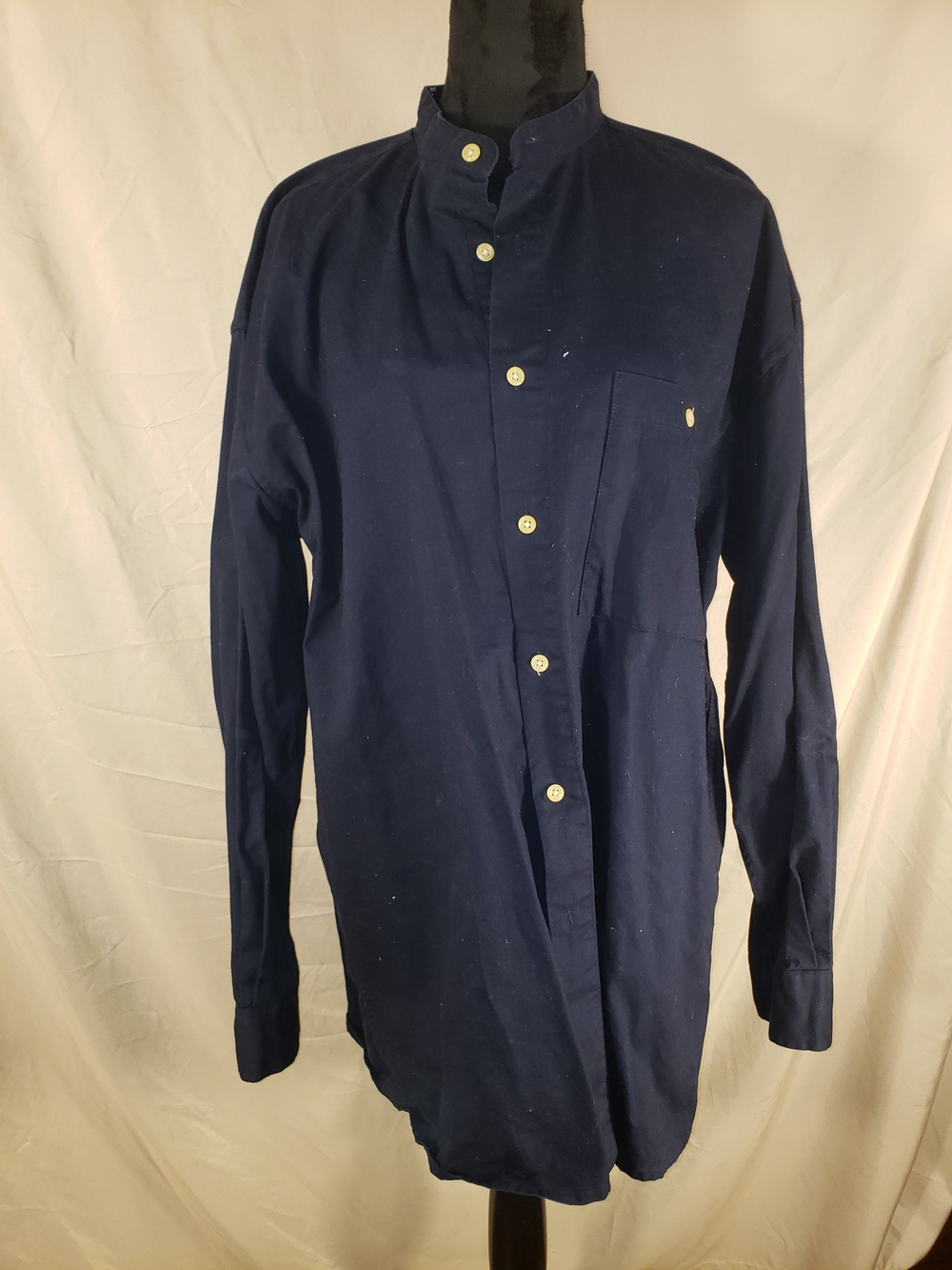 Men's Natural Issue Navy Band-Collar Shirt - LT